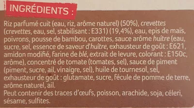 List of product ingredients Crevettes Sauce Piquante et Riz Asiatique Le Cantonnais 300 g