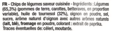 Lista de ingredientes del producto La Chips de Légumes Bret’s 45g