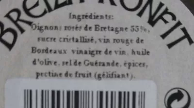 List of product ingredients Oignons Rosés de Bretagne Breizh Konfit, Altao 150 g