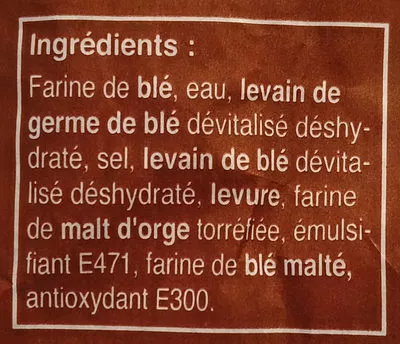 Lista de ingredientes del producto Baguette grande saveur Leclerc 200g