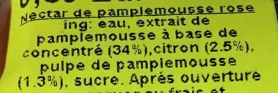 List of product ingredients Pamplemousse Rose Granini 0,25 l