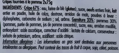 List of product ingredients 2 Crêpes Pommes Dessaint 2 * 75 g (150 g)
