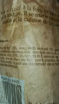 Liste des ingrédients du produit 300G Pain au Maïs Graines de Tournesol Carrefour 300 g