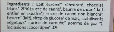 Liste des ingrédients du produit Crème Glacée Chocolat Blanc Noix de Coco Aquibio 500 ml