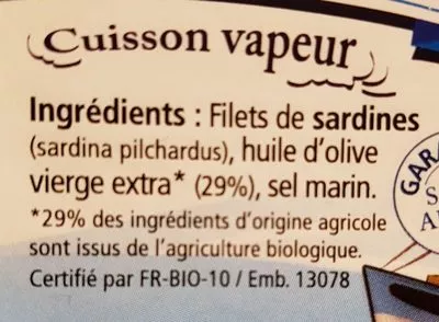 Liste des ingrédients du produit Filets de sardines à l'huile d'olive  