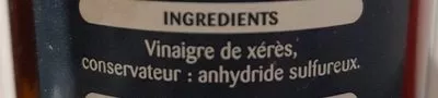List of product ingredients Vinaigre de xeres  