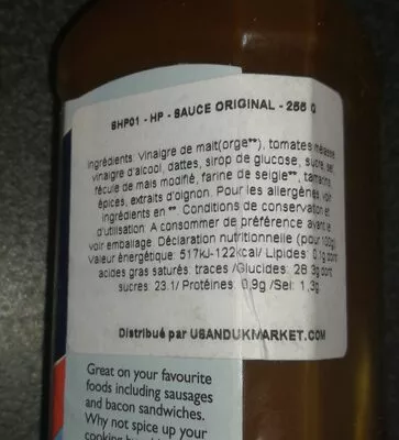 Liste des ingrédients du produit Hp sauce Heinz 425 g