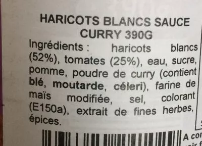 Liste des ingrédients du produit Beanz curry Heinz 
