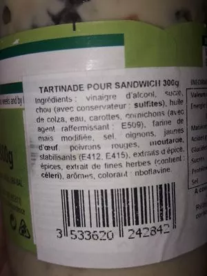 Liste des ingrédients du produit Sandwich spread Heinz 