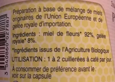 List of product ingredients Miel et gelée royale L abeille royale 