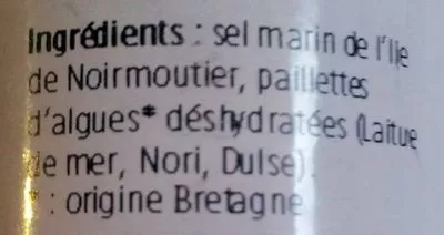 List of product ingredients Sel aux algues bord à bord 160 g