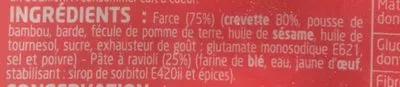 List of product ingredients Raviolis aux crevettes (Sui Kao) SFPA 200 g - 10 pièces
