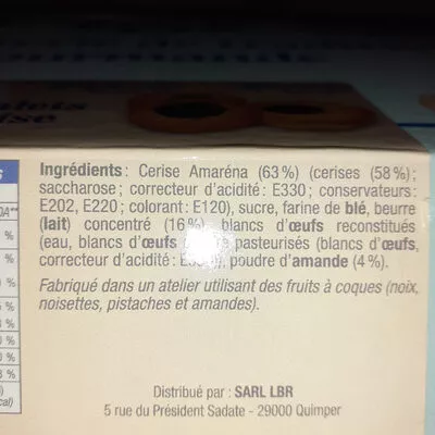 List of product ingredients Minis Palets à la cerise sarl lbr 300 grammes