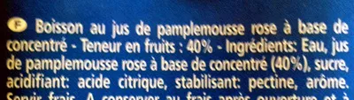 Liste des ingrédients du produit Pamplemousse Boisson Carrefour Discount 1l