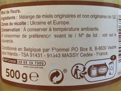 List of product ingredients Miel de fleurs Carrefour 500 g