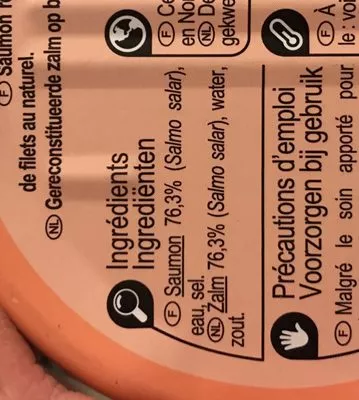 Lista de ingredientes del producto Saumon au naturel Carrefour 190 g /125 g égoutté