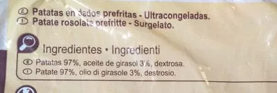 Lista de ingredientes del producto Patate rosolate Carrefour 450 g