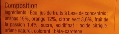 List of product ingredients Planteur Sans alcool, Préparation pour cocktail Carrefour Sélection, CMI (Carrefour Marchandises Internationales), Groupe Carrefour 1 L