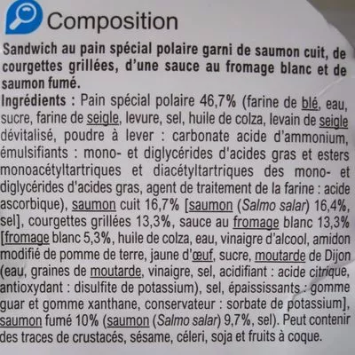 List of product ingredients Duo de Saumon & Courgettes Grillées Bon App', Carrefour 150 g