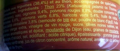 Lista de ingredientes del producto Salade au thon Catalane Carrefour 250 g