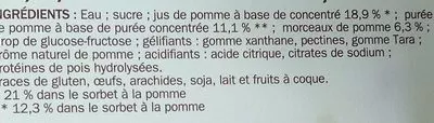List of product ingredients Sorbet pommes vertes avec morceaux de pomme Eskiss, Marque Repère 1 l