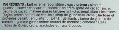 List of product ingredients Crème glacée à la menthe avec des copeaux de chocolat Eskiss, Marque Repère, Trofic 1 l