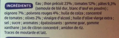 List of product ingredients Salade Catalane au Thon Pêche Océan, Marque Repère 220 g, 390 ml