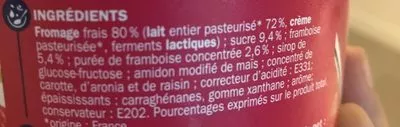 Lista de ingredientes del producto Fromage frais framboise 5,5%mg Délisse, Marque Repère 500 g