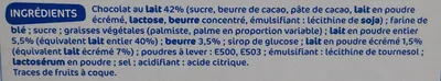 Lista de ingredientes del producto Petit beurre pocket choco-lait x 16 P'tit Déli, Marque Repère 268 g