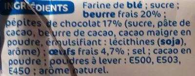 Liste des ingrédients du produit Galettes bretonnes pépites de chocolat P'tit Déli, Marque Repère 130 g