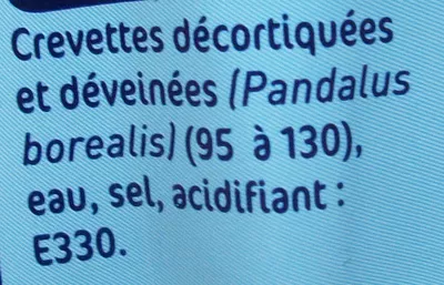 List of product ingredients Crevettes Nordiques Pêche Océan, Marque Repère 100 g