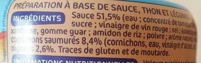 Lista de ingredientes del producto Thon à la catalane Pêche Océan, Marque Repère 135 g