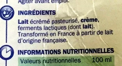List of product ingredients Lait fermenté brique Délisse, Marque Repère 1 l