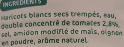 Lista de ingredientes del producto Haricots blancs tomate Notre Jardin, Marque Repère 530 g