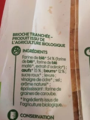 List of product ingredients Brioche tranchée bio Bio Village, Marque Repère 450 g