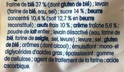 List of product ingredients Gâche Tranchée Pur Beurre Nos Régions Ont du Talent, Brioches Fonteneau 450 g