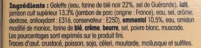 List of product ingredients 2 Galettes de Sarrasin de Bretagne Recette Campagnarde, Jambon et Emmental Nos Régions Ont du Talent 300 g (2 * 150 g)