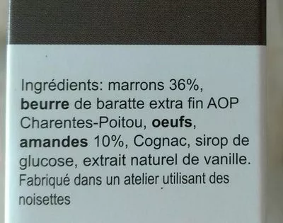 List of product ingredients Gâteau Aux Châtaignes Sans Gluten  