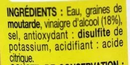 List of product ingredients Moutarde de Dijon au Vinaigre Pouce, Auchan 850 g e