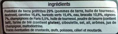 Lista de ingredientes del producto Poêlée fermière Auchan 750 g