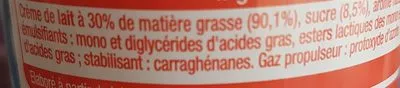 List of product ingredients Crème sucrée entière vanillee Auchan 250g/242ml