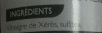 Lista de ingredientes del producto Vinaigre de Xérès Mmm! Auchan Auchan, Mmm! 25 cl