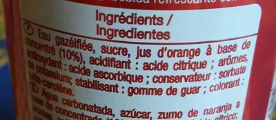 Lista de ingredientes del producto Soda orange Auchan 