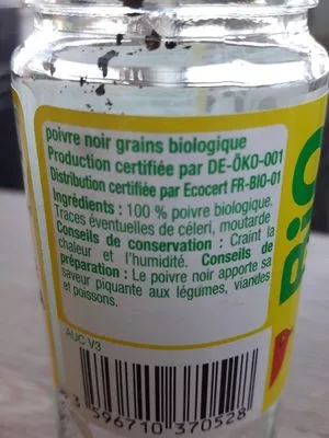 List of product ingredients Poivre noir grains Auchan 