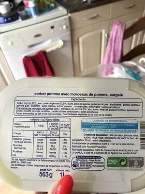List of product ingredients Sorbet pomme Auchan 563 g