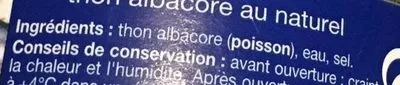 List of product ingredients Thon albacore au naturel Auchan 140 g