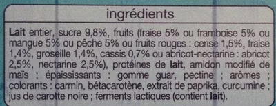 List of product ingredients Yaourt aux fruits mixés sans morceaux (16 pots) Auchan, L'oiseau, Auchan Production, Groupe Auchan 2 kg [4 x (4 x 125 g)]