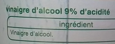 Lista de ingredientes del producto Vinaigre d'alcool blanc (9% d'acidité) Auchan 75cl