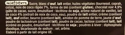 Lista de ingredientes del producto Tartelette Chocolat et Coco Mmm! 