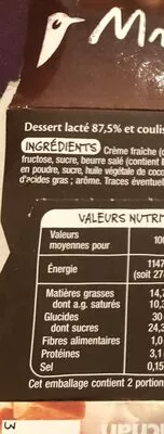 Liste des ingrédients du produit Panna cotta au caramel au beurre salé Mmm !, Auchan 240 g (2 * 120 g e)